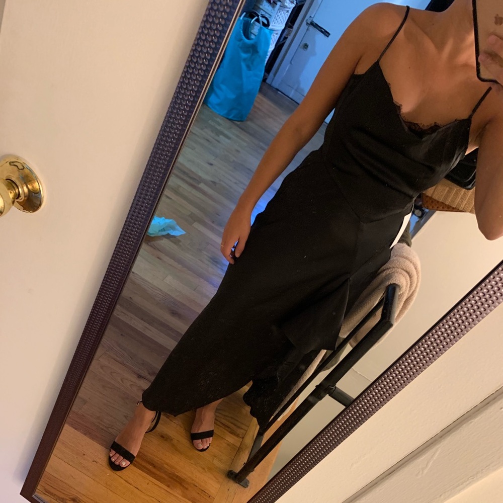 Black satin gown